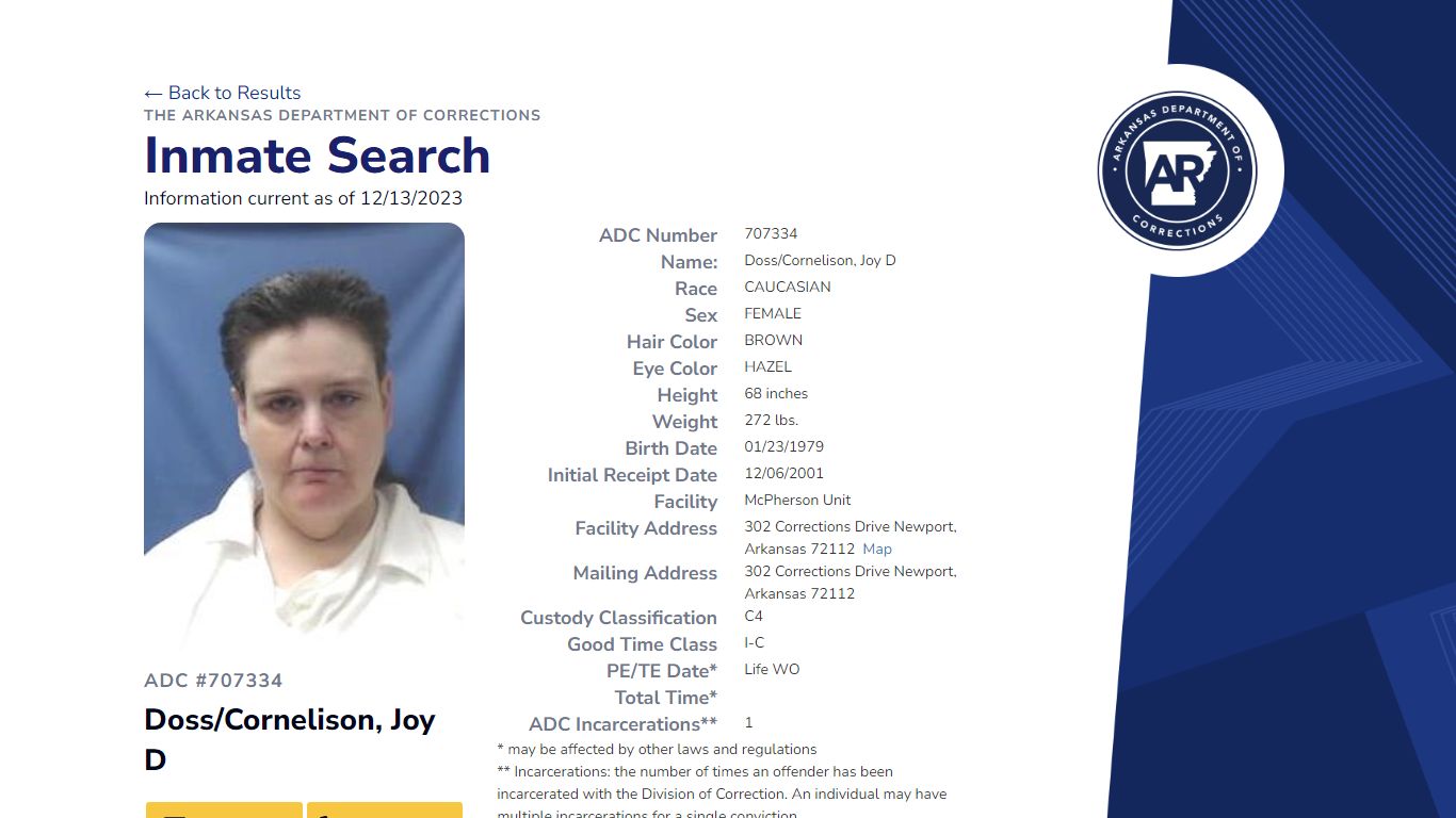 Inmate Search - Arkansas